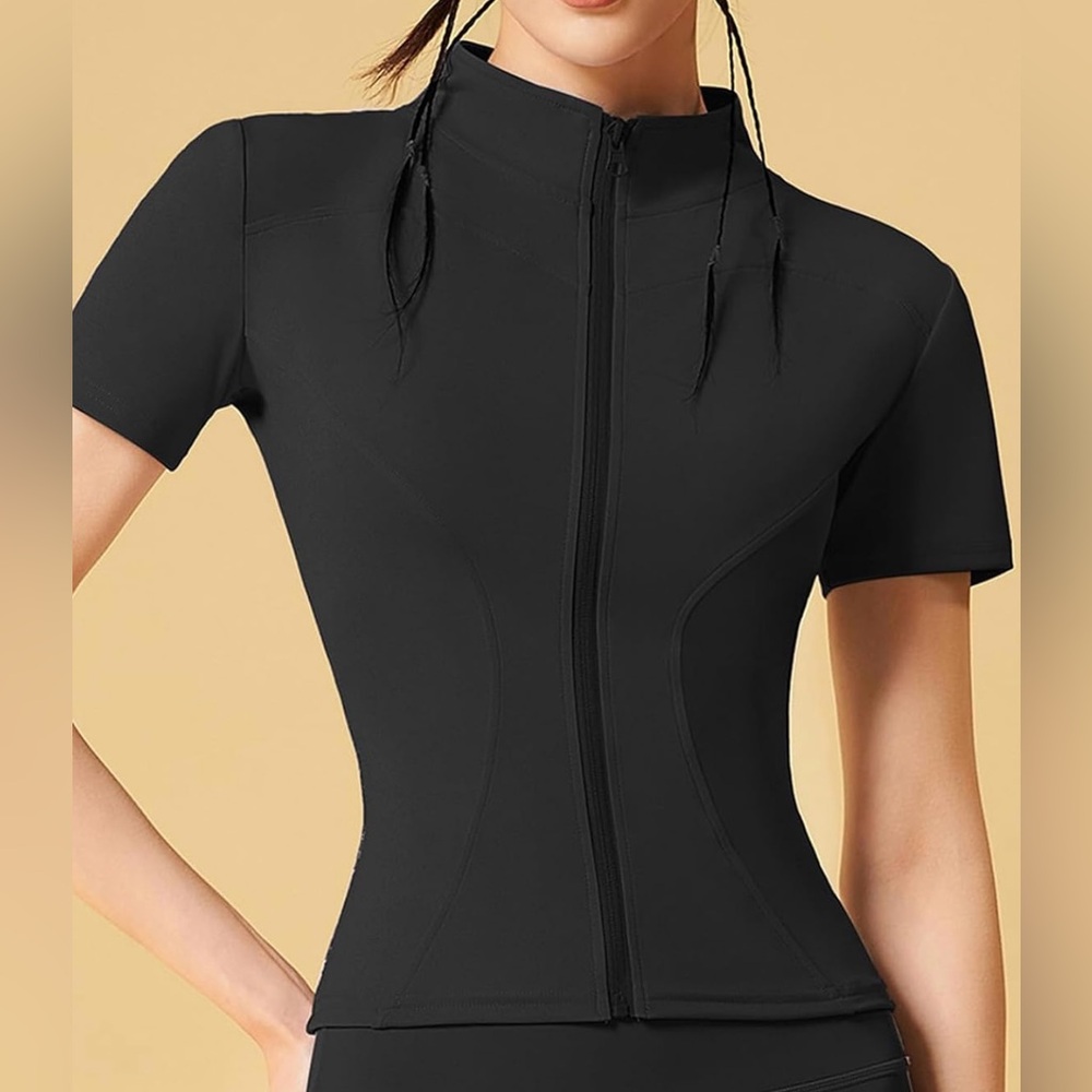 Women's Workout Jacket Slim Fitness Casual Short Sleeve Sports coat Yoga